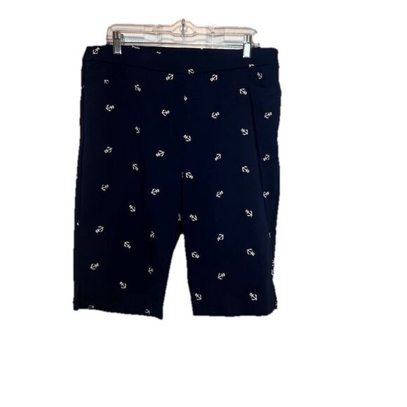Alfred Dunner Navy Bermuda Comfort Waist Traditional Fit Shorts Sz 12 Nautical - Picture 1 of 7